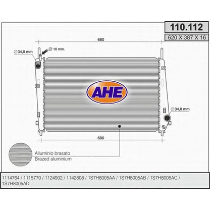 Photo Radiateur, refroidissement du moteur AHE 110112