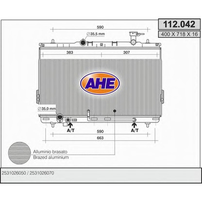 Foto Radiador, refrigeración del motor AHE 112042