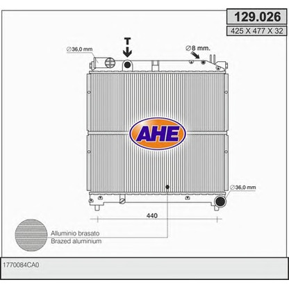 Photo Radiator, engine cooling AHE 129026