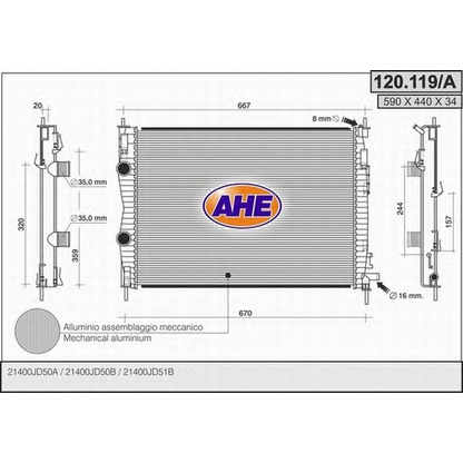 Photo Radiator, engine cooling AHE 120119A