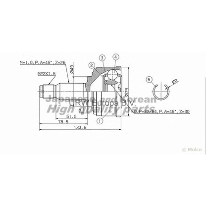 Photo Jeu de joints, arbre de transmission ASHUKI HO160I