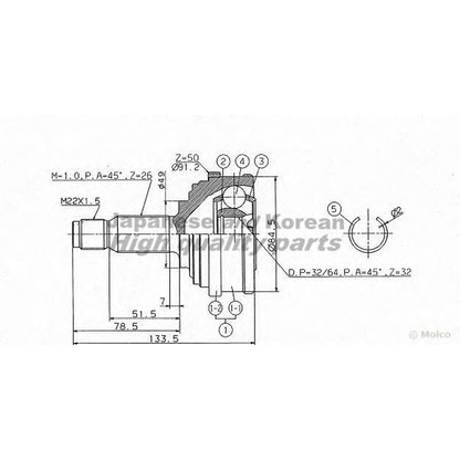 Photo Joint Kit, drive shaft ASHUKI HO1L0