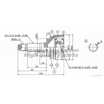 Photo Jeu de joints, arbre de transmission ASHUKI MA190I