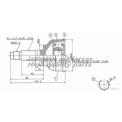 Photo Jeu de joints, arbre de transmission ASHUKI MA290