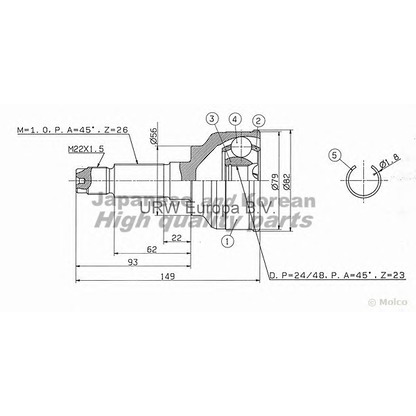 Photo Jeu de joints, arbre de transmission ASHUKI MA2C0