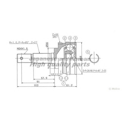 Photo Jeu de joints, arbre de transmission ASHUKI NI070