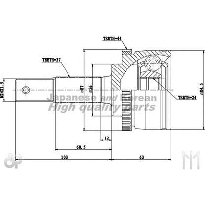 Photo Joint Kit, drive shaft ASHUKI NI325I