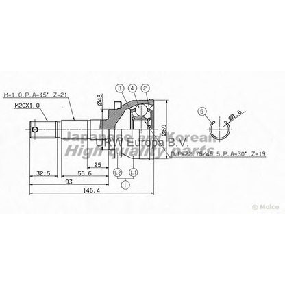 Photo Joint Kit, drive shaft ASHUKI NI710