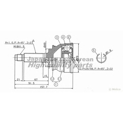 Photo Joint Kit, drive shaft ASHUKI SK3B0