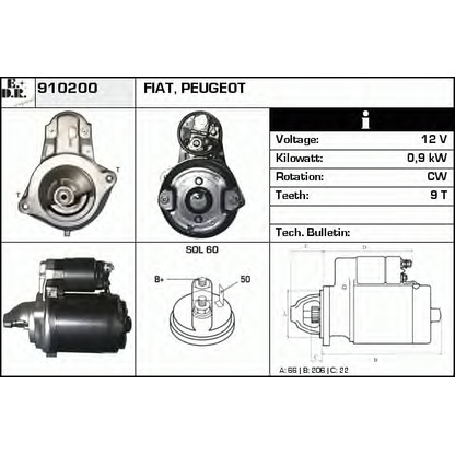 Foto Motor de arranque EDR 910200