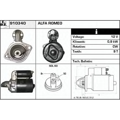 Foto Motor de arranque EDR 910340