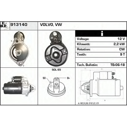 Foto Motor de arranque EDR 913140