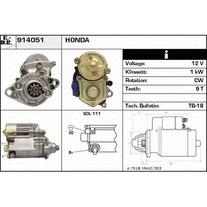 Foto Motor de arranque EDR 914051