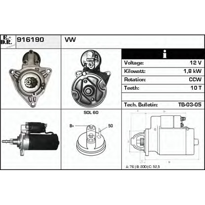 Foto Motorino d'avviamento EDR 916190