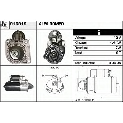 Foto Motor de arranque EDR 916910