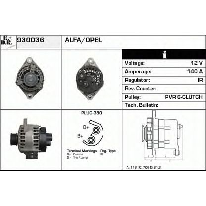 Zdjęcie Alternator EDR 930036