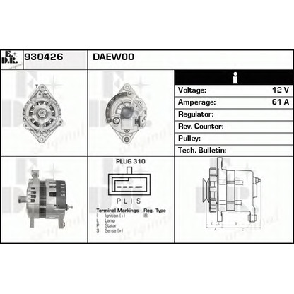 Zdjęcie Alternator EDR 930426