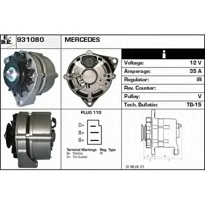 Zdjęcie Alternator EDR 931080