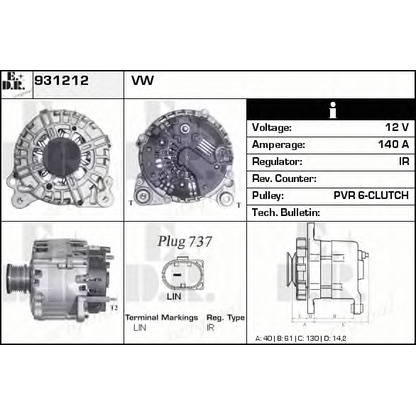 Zdjęcie Alternator EDR 931212