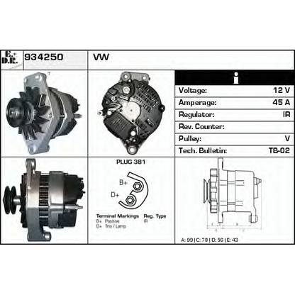 Zdjęcie Alternator EDR 934250