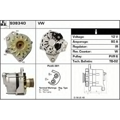 Zdjęcie Alternator EDR 938340