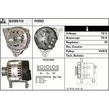 Zdjęcie Alternator EDR 939510