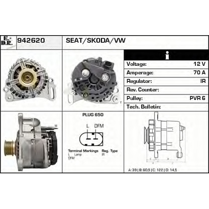 Zdjęcie Alternator EDR 942620