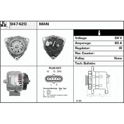 Zdjęcie Alternator EDR 947420