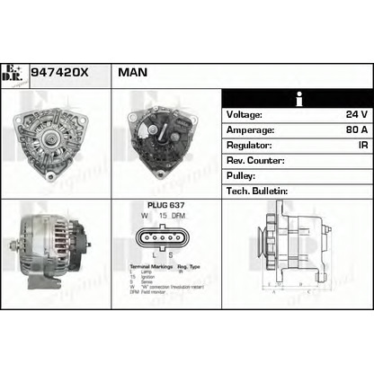 Zdjęcie Alternator EDR 947420X