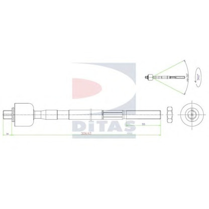 Zdjęcie Połączenie osiowe, drążek kierowniczy poprzeczny DITAS A25639