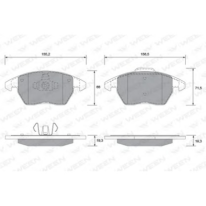 Photo Kit de plaquettes de frein, frein à disque WEEN 1511280