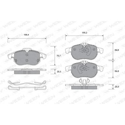 Photo Kit de plaquettes de frein, frein à disque WEEN 1511317