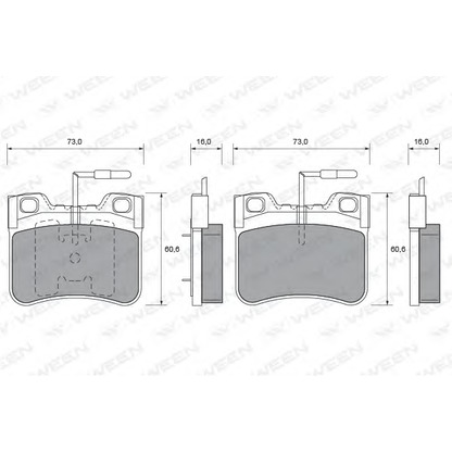 Photo Kit de plaquettes de frein, frein à disque WEEN 1511504