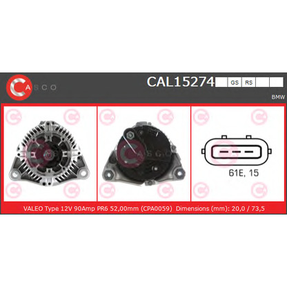 Zdjęcie Alternator CASCO CAL15274RS