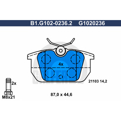 Foto Bremsbelagsatz, Scheibenbremse GALFER B1G10202362