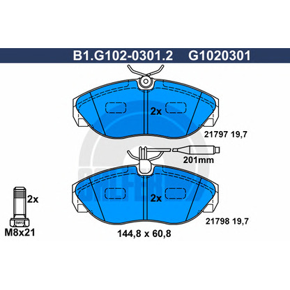 Фото Комплект тормозных колодок, дисковый тормоз GALFER B1G10203012