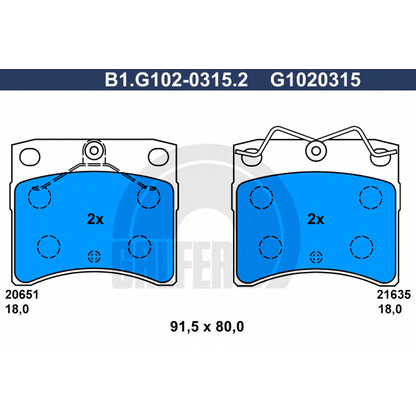 Photo Brake Pad Set, disc brake GALFER B1G10203152