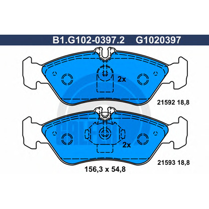 Фото Комплект тормозных колодок, дисковый тормоз GALFER B1G10203972