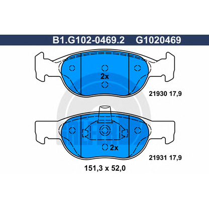 Фото Комплект тормозных колодок, дисковый тормоз GALFER B1G10204692