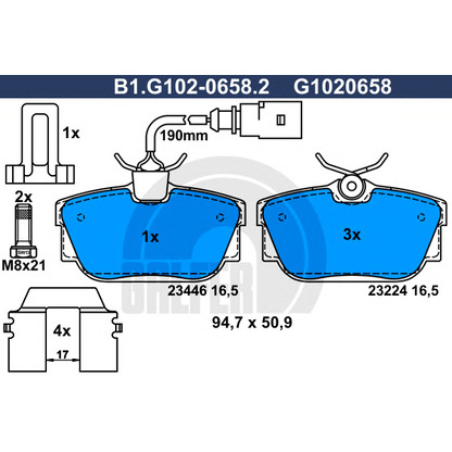 Zdjęcie Zestaw klocków hamulcowych, hamulce tarczowe GALFER B1G10206582