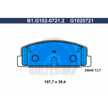 Photo Brake Pad Set, disc brake GALFER B1G10207212