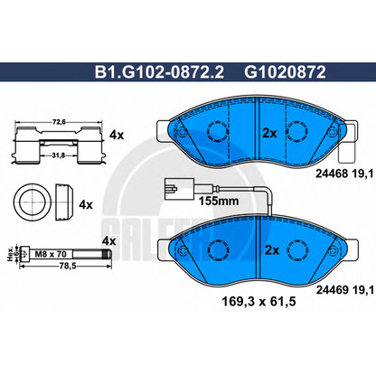 Фото Комплект тормозных колодок, дисковый тормоз GALFER B1G10208722