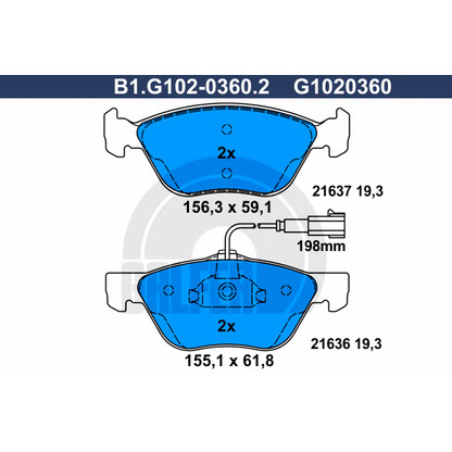 Photo Brake Pad Set, disc brake GALFER B1G10203602