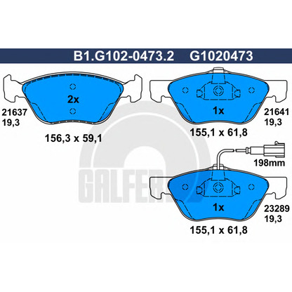 Foto Bremsbelagsatz, Scheibenbremse GALFER B1G10204732