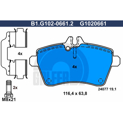 Foto Kit pastiglie freno, Freno a disco GALFER B1G10206612