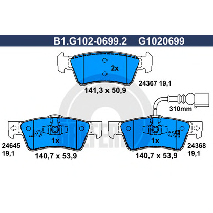 Photo Brake Pad Set, disc brake GALFER B1G10206992