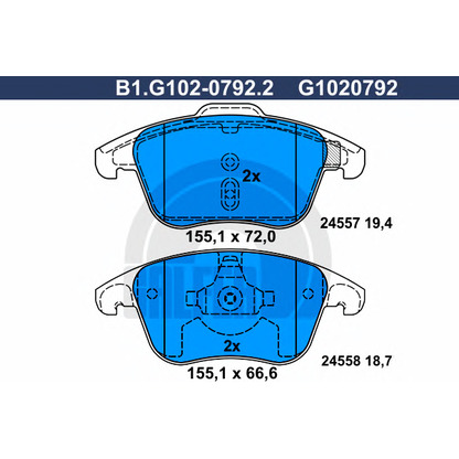 Photo Kit de plaquettes de frein, frein à disque GALFER B1G10207922