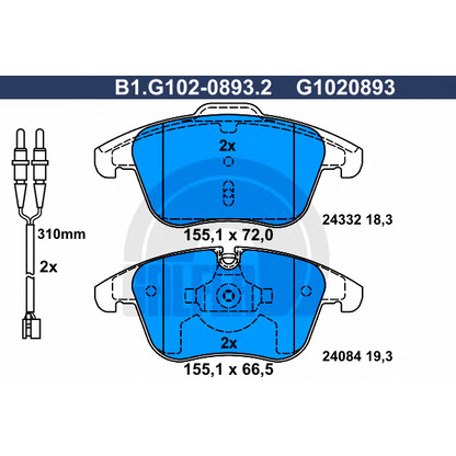 Photo Brake Pad Set, disc brake GALFER B1G10208932