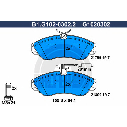 Фото Комплект тормозных колодок, дисковый тормоз GALFER B1G10203022