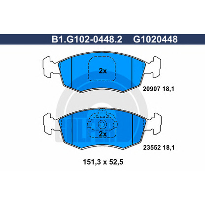 Photo Brake Pad Set, disc brake GALFER B1G10204482